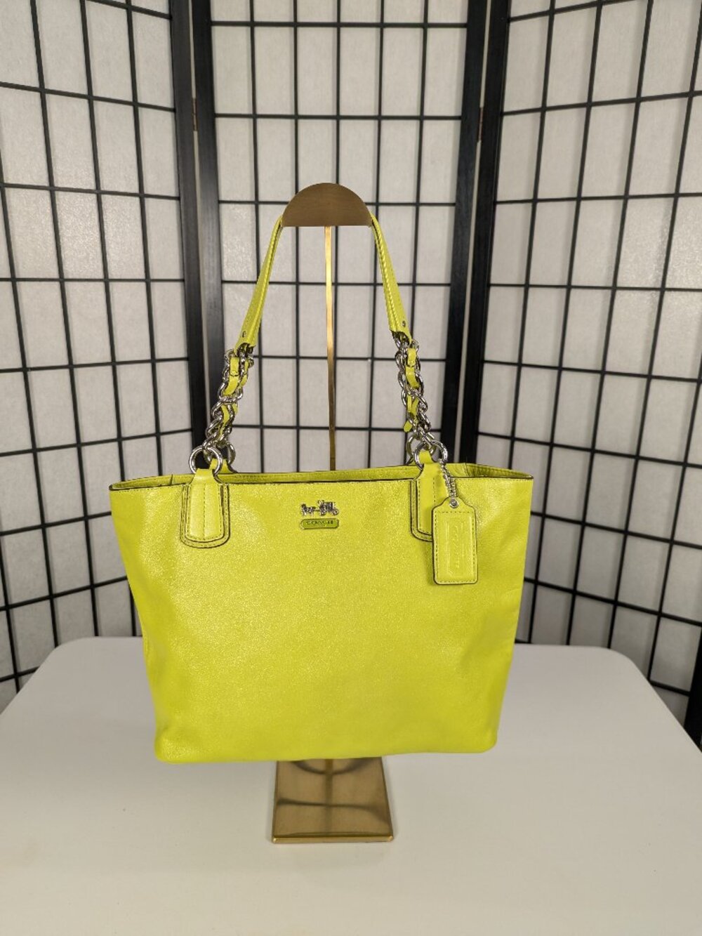 Coach Madison Leather Lindsey / Chain Tote